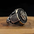 thumbnail image 1 of Anillo clásico con incrustaciones de piedra negra para hombre, anillos Punk de circón, joyería de lujo para boda, compromiso, moda, 1 of 4