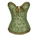 thumbnail image 2 of NSLGXD Brocade Corset Tops for Women Overbust Corset Waist Cincher Victorial Floral Strapless Bodyshaper Eyelet Lace Up Boned Bodice Top Green S, 2 of 7