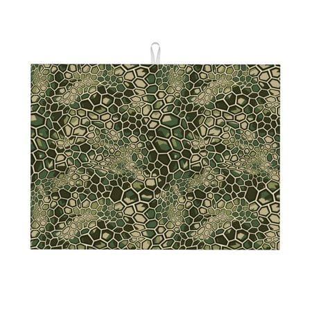 

Dish Drying Mat Modern Snake Print Green Highly Absorbent Microfiber Drying Mat Kitchen Counter or Sink Drawer Liner 18x24 Kitchen Drying Mat Coffee Mat Kitchen Essentials