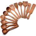 thumbnail image 1 of Wooden Spoons for Cooking,12 Pack Wooden Utensils for Cooking Wooden Kitchen Utensils Set Wooden Cooking Utensils Natural Teak Wooden Spatulas for Cooking (12Pcs), 1 of 7