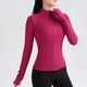 thumbnail image 3 of Señoras que ejecutan la chaqueta de manga larga con cremallera de fitness que lleva la chaqueta delgada de la yoga del cuello derecho, 3 of 5