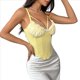 thumbnail image 1 of Corsé con Cuello en V, Tirantes Ajustables y Ribete de Encaje con Volantes para Mujer Top Corto Moldeador Amarillo S, 1 of 10