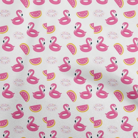 oneOone Polyester Lycra Light Pale Pink Fabric Donut Pattern Quilting Supplies Print Sewing Fabric By The Yard 56 Inch Wide