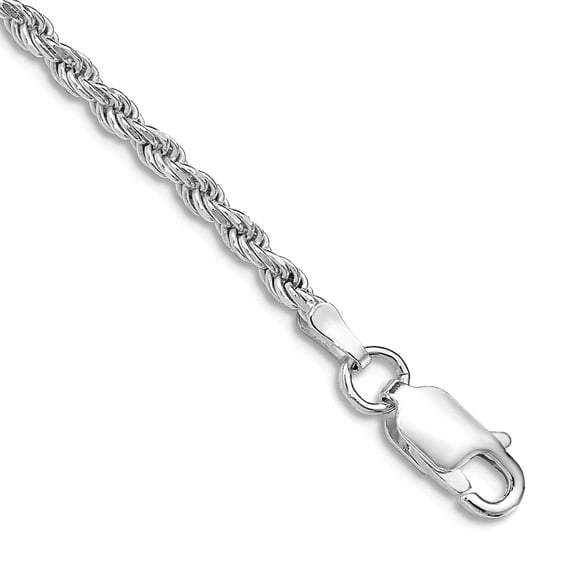 925 Sterling Silver Rhodium Plated 2.25mm Sparkle-Cut Rope Chain Bracelet 8 Inch Link Bracelet for Women and Men