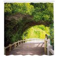 thumbnail image 3 of Ambesonne Forest Shower Curtain, Nature Boardwalk Archway, 69"Wx84"L, Beige Green Brown, 3 of 3