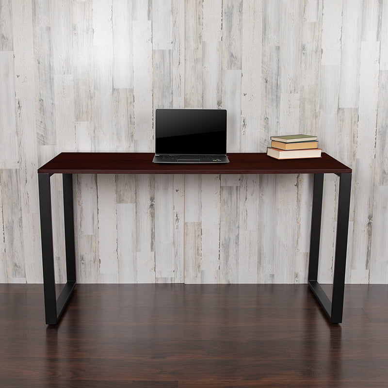 Commercial Grade Industrial Style Office Desk 55" Length (Mahogany