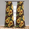 thumbnail image 2 of Floral Window Curtains, Sunflowers of the Field Blossoming Nature's Gift Flowers Season Art, Lightweight Decor 2-Panel Set with Rod Pocket, Pair of - 28"x84", Pale Avocado Green and Fawn, by Ambesonne, 2 of 3