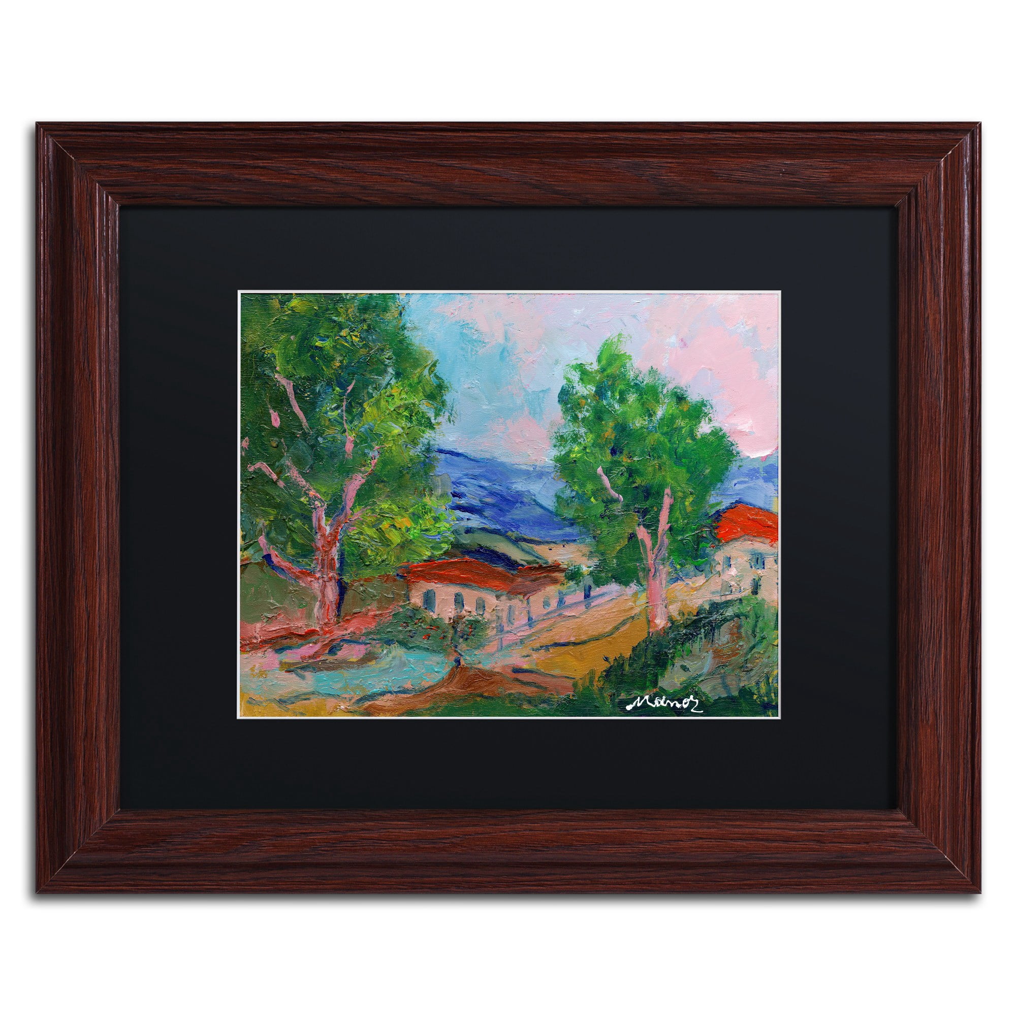 Trademark Fine Art "Tree Valley" Canvas Art by Manor Shadian Black Matte, Wood Frame