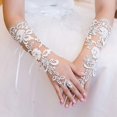 thumbnail image 3 of Nuevos accesorios de boda sin dedos, guantes de encaje con lentejuelas y diamantes de imitación para boda, guantes con encaje bordado con forma de palo y diamantes, guantes sin dedos con encaje hueco, 3 of 5