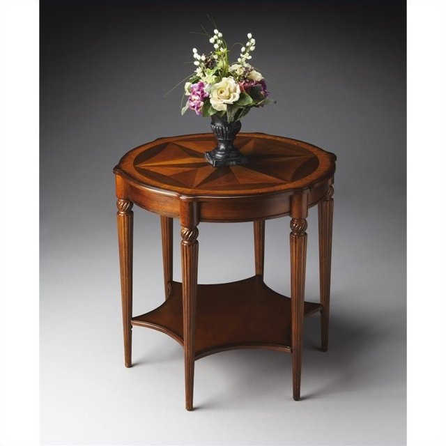 Butler Specialty Chef-D'œuvre Table d'Appoint Ronde en Burl de Cendre d'Olive