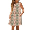 thumbnail image 3 of AUNVITO Girls Allover Print Round Neck Sleeveless Dress with Pockets Casual Summer Fashion, 3 of 7