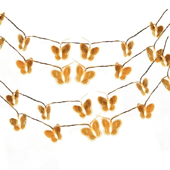 LED Curtain Lights, Butterfly String Lights, 19.7 ft / 6 m 40 LEDs USB, Warm White Lights, Indoor Outdoor Decoration, Fairy Lights for Festival Ambience and Bedroom Decor