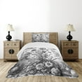 thumbnail image 4 of Ambesonne Grey Quilted Bedspread Set 2 Pcs, Monochrome Leafy Sunflowers, Twin Size, Dark Sepia Pearl, 4 of 4