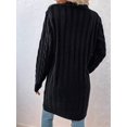 thumbnail image 4 of Women'S Autumn and Winter Long Sleeve Cardigan Sweater Cable Knit Front Button Long Coat Black L, 4 of 7