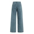 thumbnail image 5 of Mepaouo Womens Wide Leg Jeans High Waist Baggy Boyfriends Denim Pants Strechy Raw Hem Trousers(Blue,L), 5 of 9