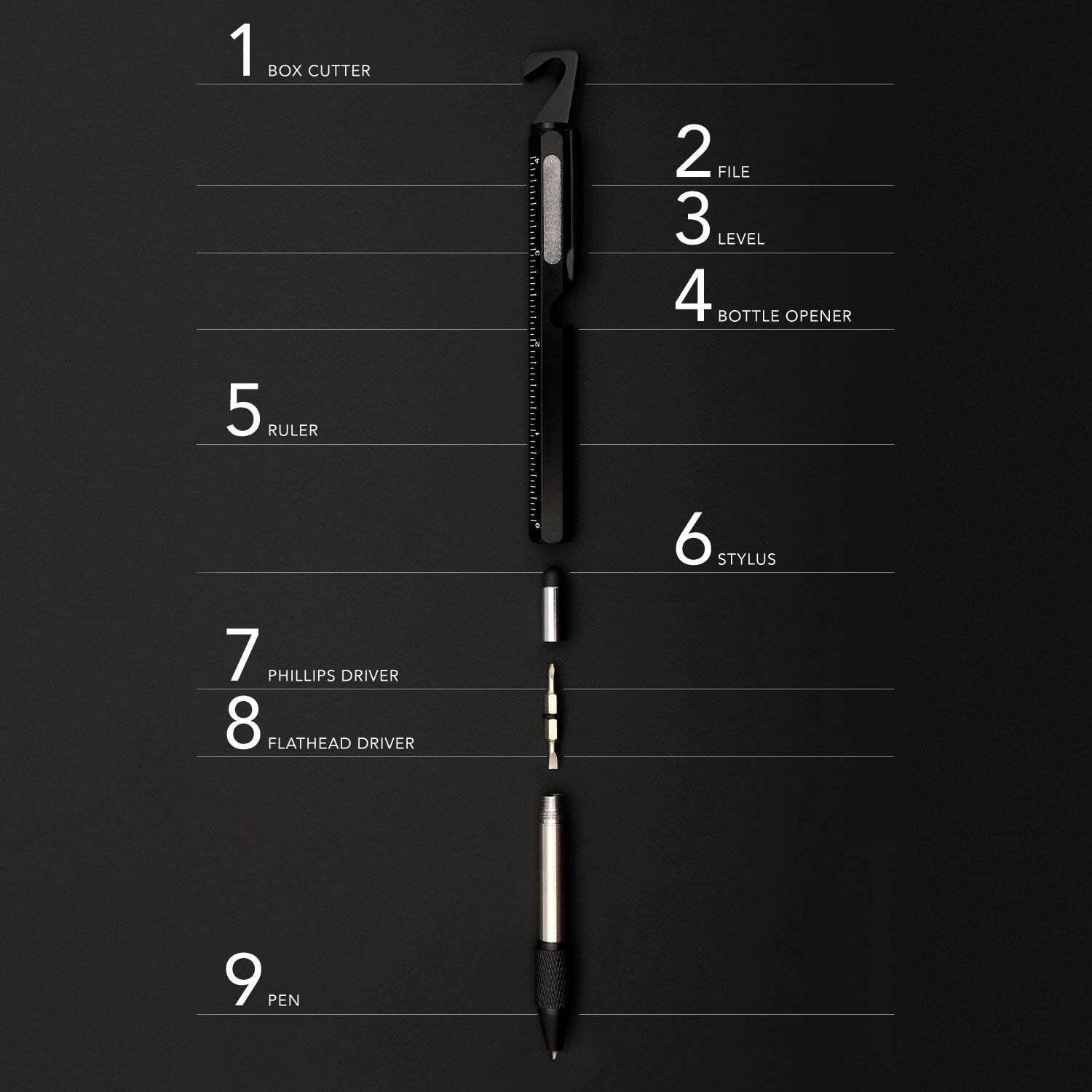 Multitool Pen 9-in-1 with Box Cutter