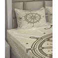thumbnail image 6 of Ambesonne Vintage Fitted & Top Sheet Set with Shams, Steering Wheel Travel, Beige Brown, 6 of 8