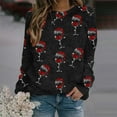 thumbnail image 2 of WEAIXIMIUNG Chandails Courts pour Femmes Automne/hiver Mode Chandail d'Extérieur Col Rond Imprimé de Noël Tricot Grossier Chandail à Enfiler Chandail à Capuchon Haut, 2 of 5