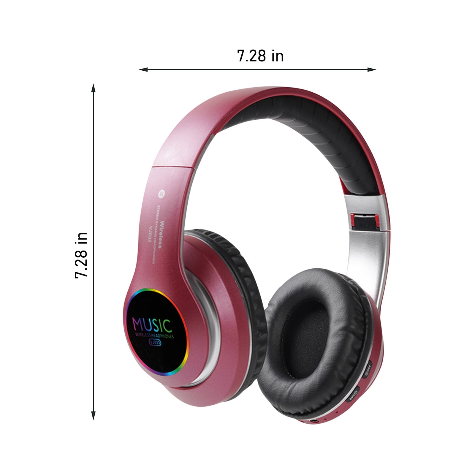 Bluetooth Headphones Over Ear,65H Playtime and 6 EQ Music Modes with Microphone,HiFi Stereo Foldable Lightweight Wireless Headset,Deep Bass for Home Office Cellphone PC Etc.,Red