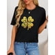 thumbnail image 2 of Women's Lucky Clover Graphic T-Shirt - Casual White Crew Neck Short Sleeve Top with Vibrant Golden & Green Print, Lightweight Polyester Blend, Machine Washable - Perfect for St. Patrick's Day Fashion, 2 of 7