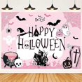 thumbnail image 1 of 75FT Pink Halloween Backdrops for Photography Scary Skeleton Pumpkin Halloween Photo Booth Ghost Bat Spider Cemetery Banner, 1 of 4