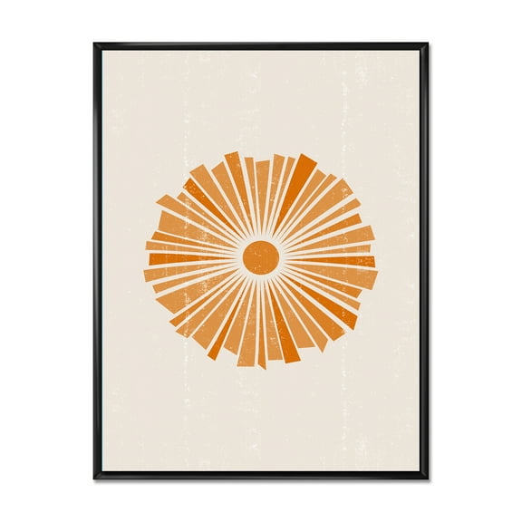 Designart 'Orange Radiant Sun I' Modern Framed Canvas Wall Art Print