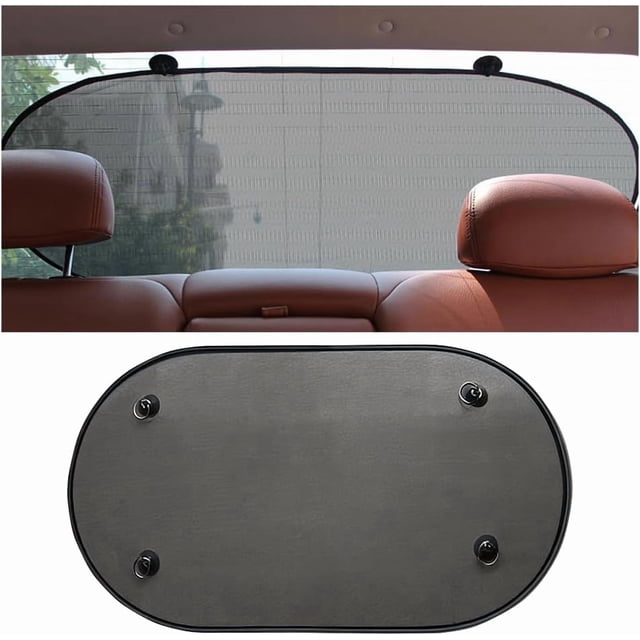 Car Rear Window Sun Shade, Vehicle Back Shield Blocker Mesh Cover with Suction Cup, UV Protection Auto Windshield Sunshade for Baby, Universal Vehicles -