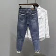 thumbnail image 4 of Pantalones vaqueros rotos y recortados para hombre con agujeros, pantalones vaqueros masculinos rotos y cónicos, de diseñador, sueltos, regulares, estilo vintage Y2k, 4 of 5
