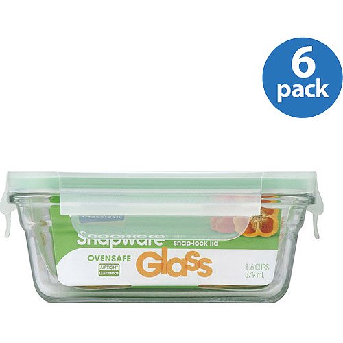 DO NOT PUBLISHSnapware Glasslock Oven Safe 1.6Cup Rectangle Container w/ Lid, 6Pack