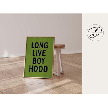 Baby Boy Nursery Long Live Boyhood Quote Boys Green Wall Art Print, Refined Nursery Theme For Bedroom And Nursery Wall Decor
