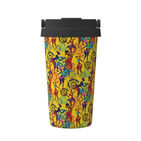 

Salouo Dancing African Women Print Coffee Travel Mug Spill Proof with Lid-Stainless Steel Vacuum Insulated Tumbler - Thermos Cup for Keep Hot/Ice Coffee Tea and Beer