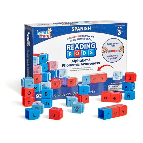 hand2mind Spanish Reading Rods Alphabet & Phonemic Awareness, Word Building Activities, Letter Blocks