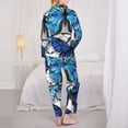 thumbnail image 5 of Bingfone Womens Pajama Sets Blue And White Butterflies Print,Long Sleeve Loungewear Pajamas Set-Large, 5 of 9