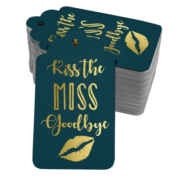 Inkdotpot Gold Foil Paper Hang Tags Kiss The Miss Goodbye Bridal Shower Favor Tags 100 Pack
