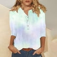thumbnail image 2 of Jewelreauty Women Tunic Tops Casual Notch Neck Elbow Length Button T-Shirts Summer Trendy Tee, 2 of 6
