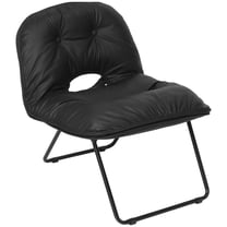 CALLIEVER Accent Chair,Folding 2 in 1,Living Room Chair,PU Leather,Black