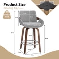 thumbnail image 6 of CRERIYO 26" Swivel Counter Height Bar Stools Set of 2, Linen Fabric Upholstered Bar Chairs with Silver Ring Footrest and Walnut Wood Legs, Lightgray, 6 of 7