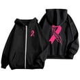 thumbnail image 5 of Fshinging Women Hoodies Oversized Sweatshirt Cancer Pink Ribbon Feather Print Zipper Jackets Long Sleeve Pocket Drawstring Y2k Clothes, 5 of 6