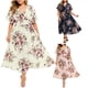 thumbnail image 3 of Vestidos bohemios de talla grande para mujer, moda de verano, Vestidos con estampado Floral, vestido informal con cuello en V, Vestido de manga corta, 3 of 6