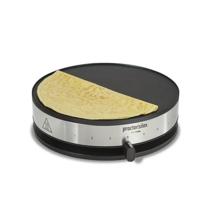 Proctor Silex Electric Crepe Maker with 13" Nonstick Griddle for Eggs, Pancakes, Omelets & More, Stainless Steel