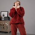 thumbnail image 2 of Pyjama en Polaire Corail pour Femmes Ensemble de Pyjama en Flanelle Doux Vêtements de Détente Chauds 2 Pcs, Gris TG, 2 of 4
