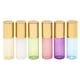 thumbnail image 1 of EeaseMX 6 botellas de vidrio roll-on de 5 ml para aceites esenciales, envase portátil (dorado, verde, blanco, azul, rosa y morado cada una)., 1 of 8