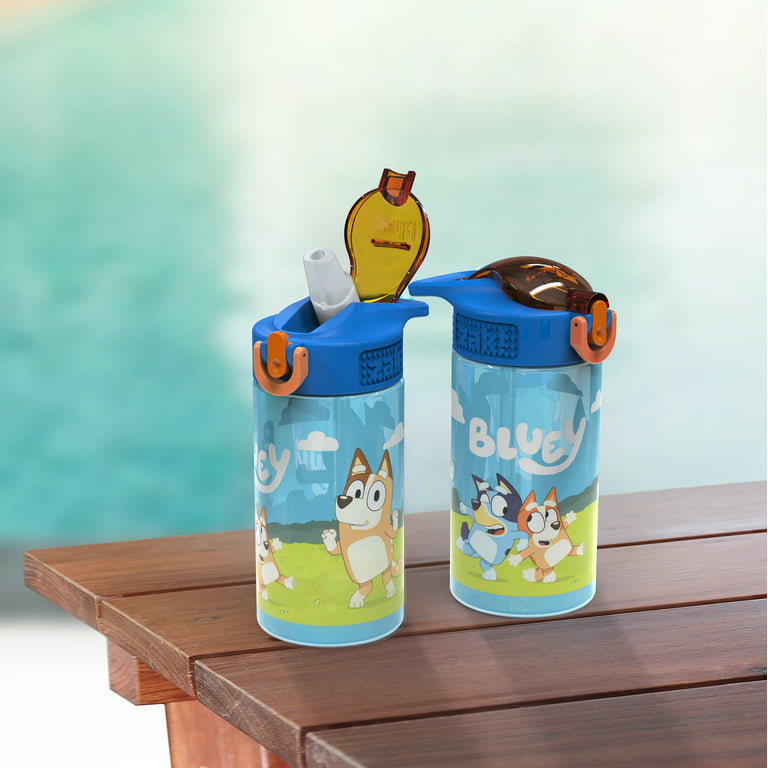Zak Designs Bluey Kids Durable Plastic Spout Cover and Built-in Carrying  Loop, Leak-Proof Water Design for Travel, (16oz, 2pc Set), Bluey Bottle 2pk