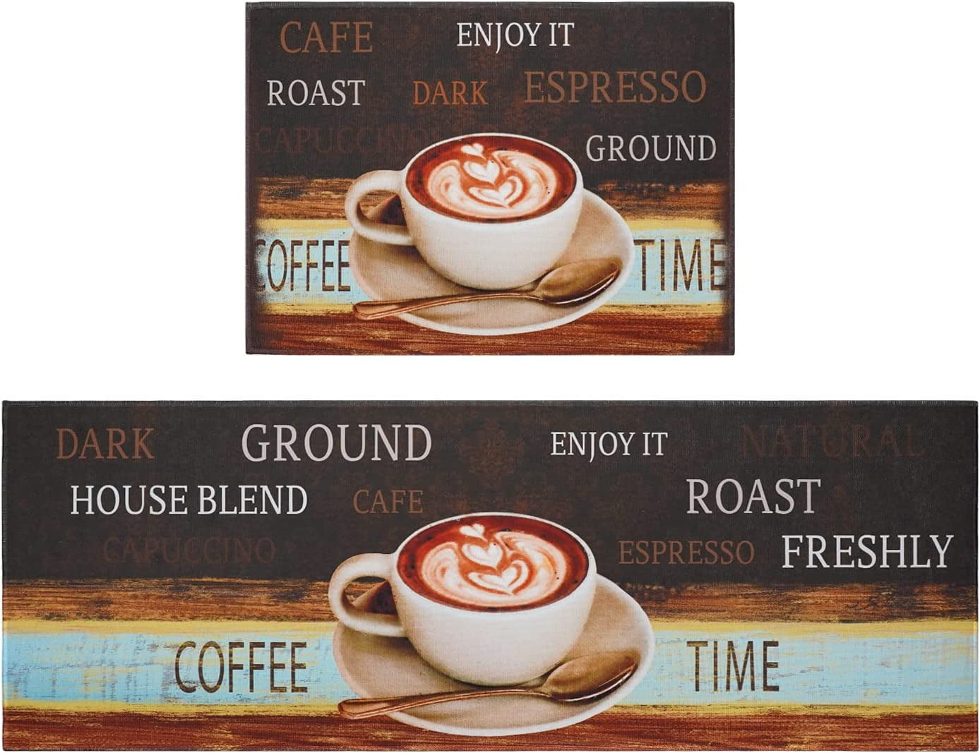 Fuoxowk Coffee Theme Kitchen Rug Set,Coffee Rugs for Kitchen Coffee Cup