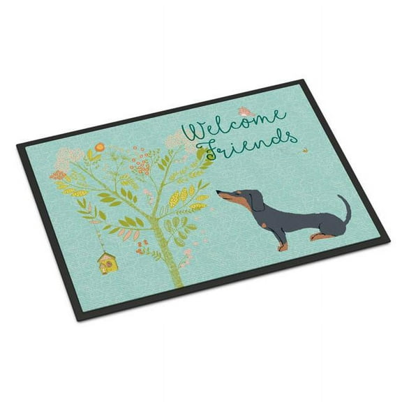 Carolines Treasures Welcome Friends Black Tan Dachshund Indoor or Outdoor Mat, 18 x 27 in.