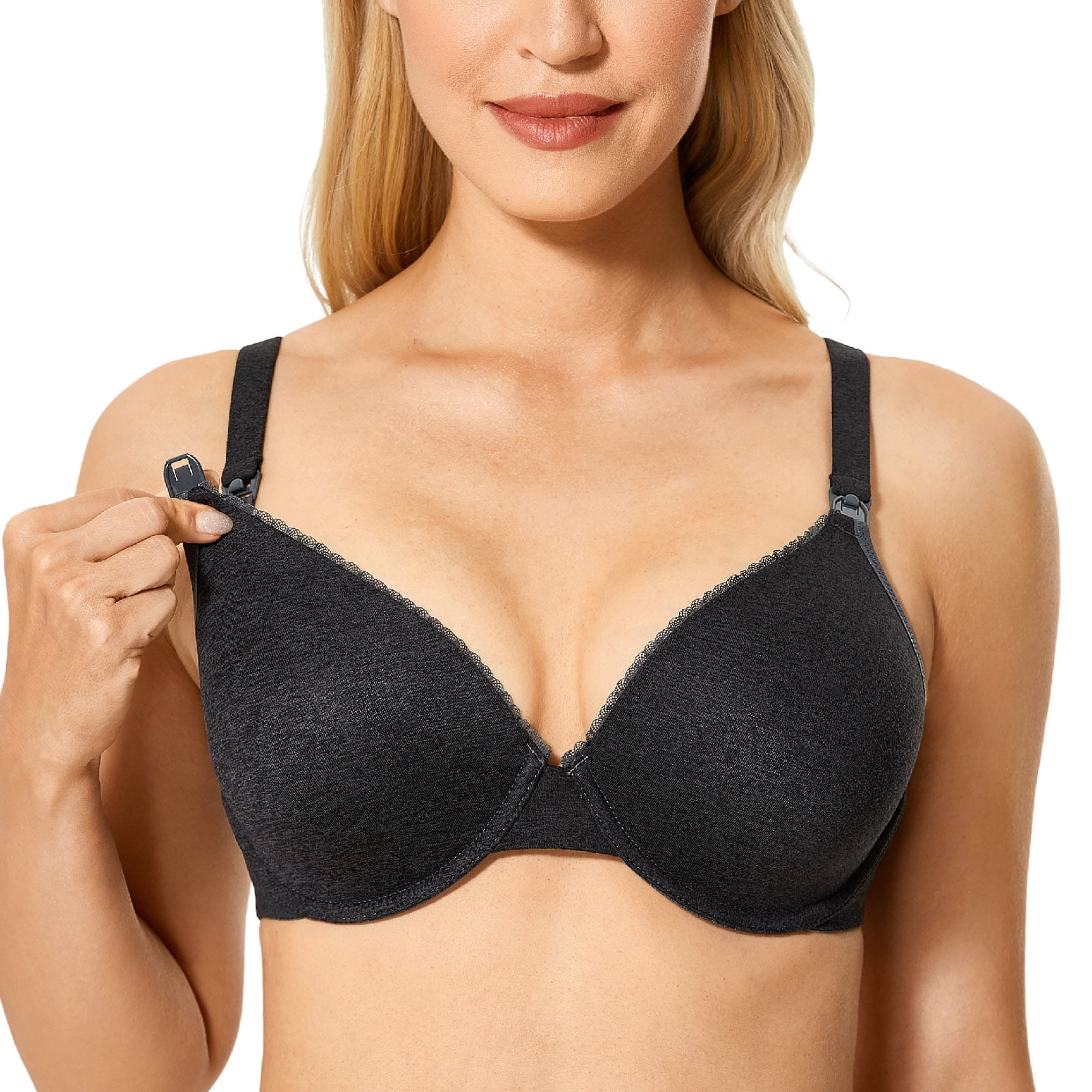 Gratlin Women's Underwire Support Nursing Bra Padded Full Coverage Breastfeeding Maternity Bras