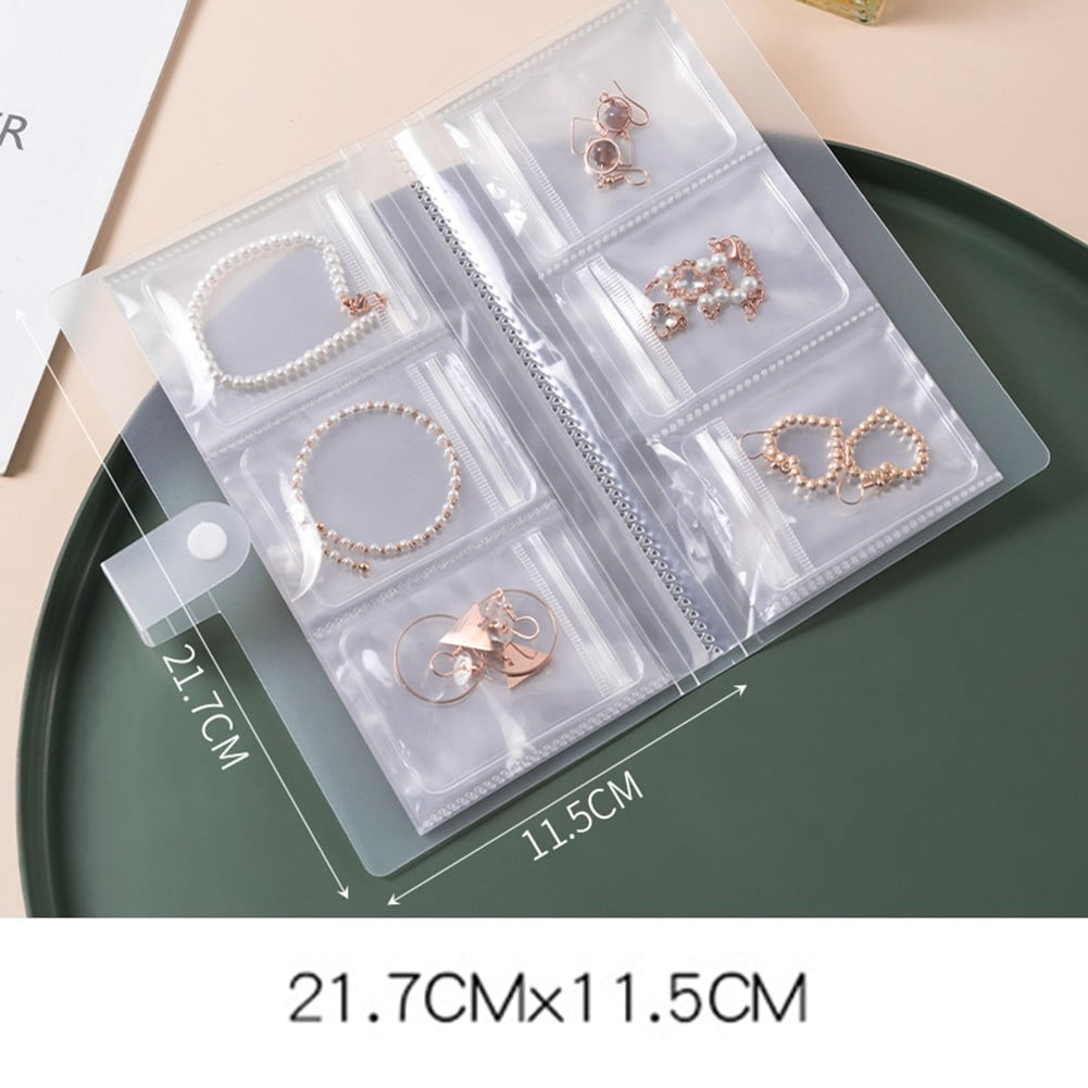 Jewelry Organizer, Jewelry Storage Book with Pockets, Foldable Earrings  Travel Album, Plastic Accessories Holder Booklet for Bracelets Necklace  Rings (84 Grids） 