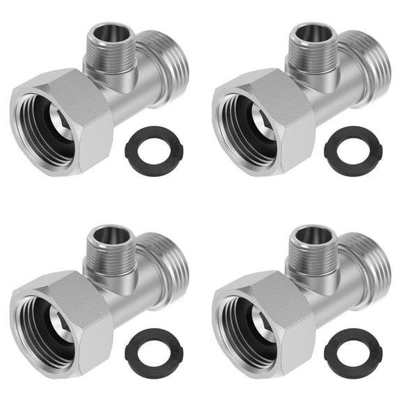 AEVXKHI 4PCS Bidet T Adapter, 3 Way Tee Connector Bidet Attachment for Toilet, Metal T Valve for Bidet 15/16" x 15/16" x 9/16", Easy Install Toilet Hose Tee Connector Attachment