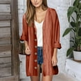 thumbnail image 6 of Women's Cardigan Fashionable And Casual Solid Color V Neck Long Sleeved Button Cardigan,Brown Women's Cardigan XXL, 6 of 9