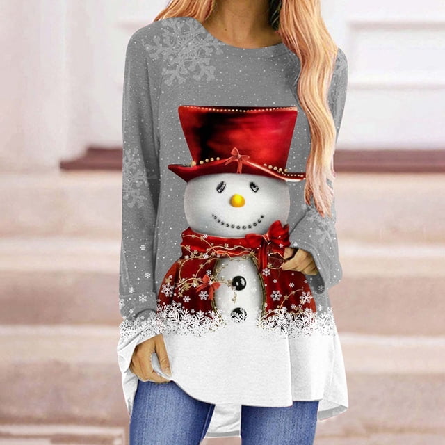 DPTALR Femmes Décontracté Manches Longues Col Rond Chandail Blouse Ample Style Ethnique Rétro Chemises Imprimées
